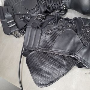 Black Leather Lace-Up Boots